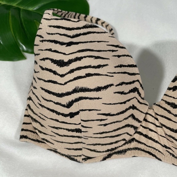 NWT Shade & Shore [ 34DD ] Light Lift‎ Bralette Bikini Top Tan Animal Lurex - Picture 6 of 12
